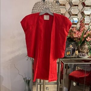 Paula Raia runway Elegant linen Red Women's jacket size XXS